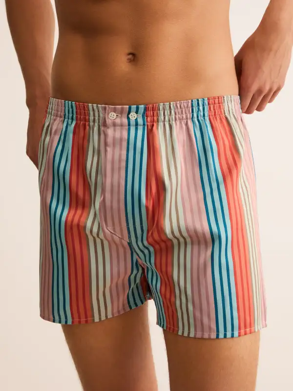Classic Fit Cotton Satin Stripe Boxers
