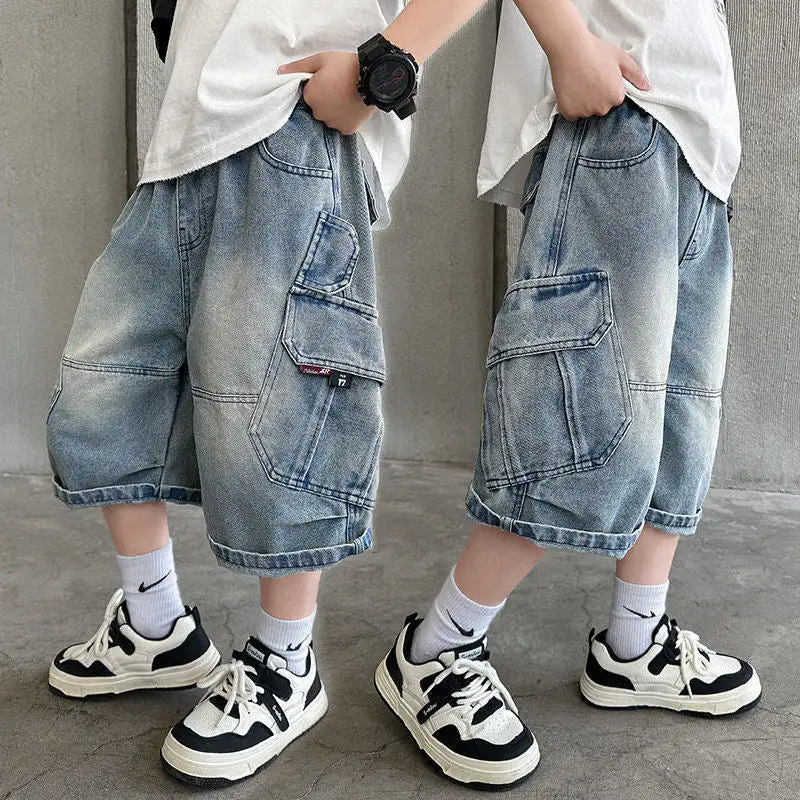 Men's Straight Fit Denim Cargo Shorts for Daily Wear