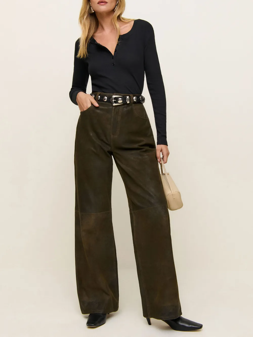 Button Front Cropped Henley Top