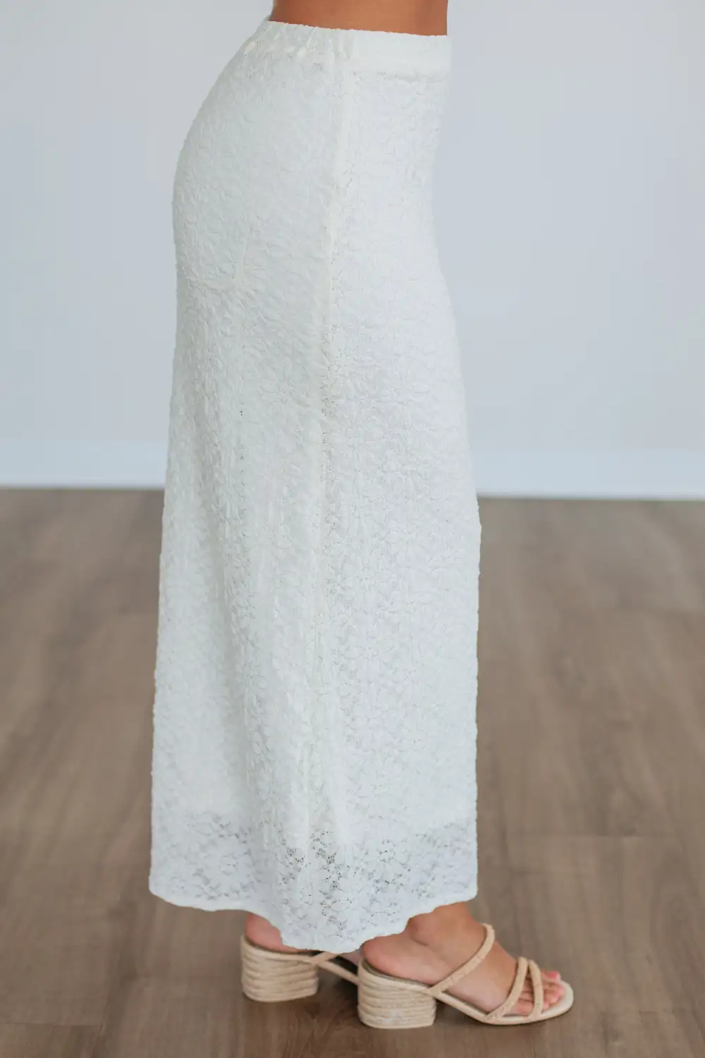 Floral Lace Cotton Midi Skirt