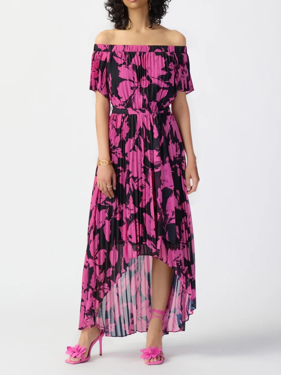 Off - Shoulder Floral High - Low Dress