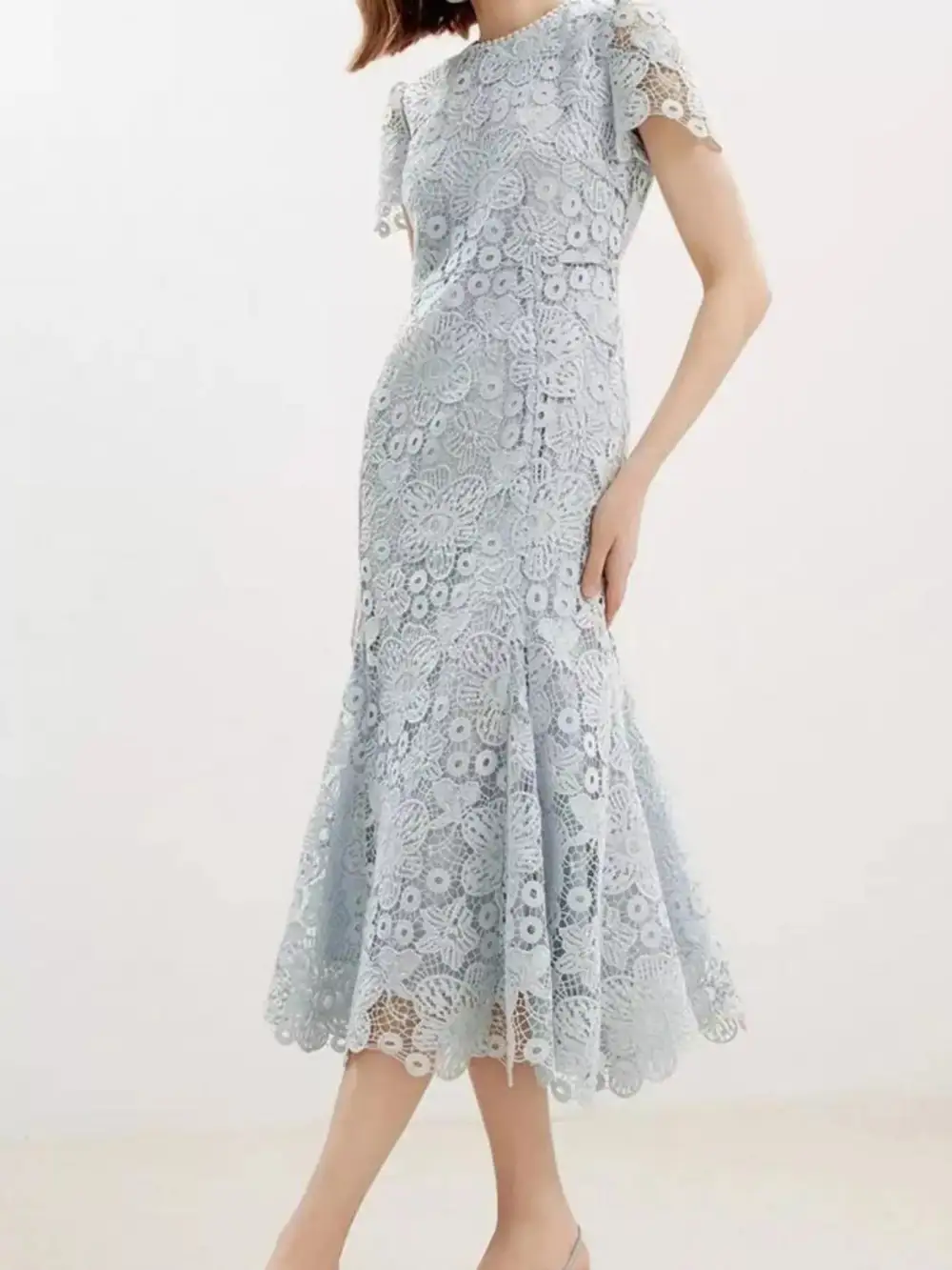 Lace Short Sleeve Dress Casual