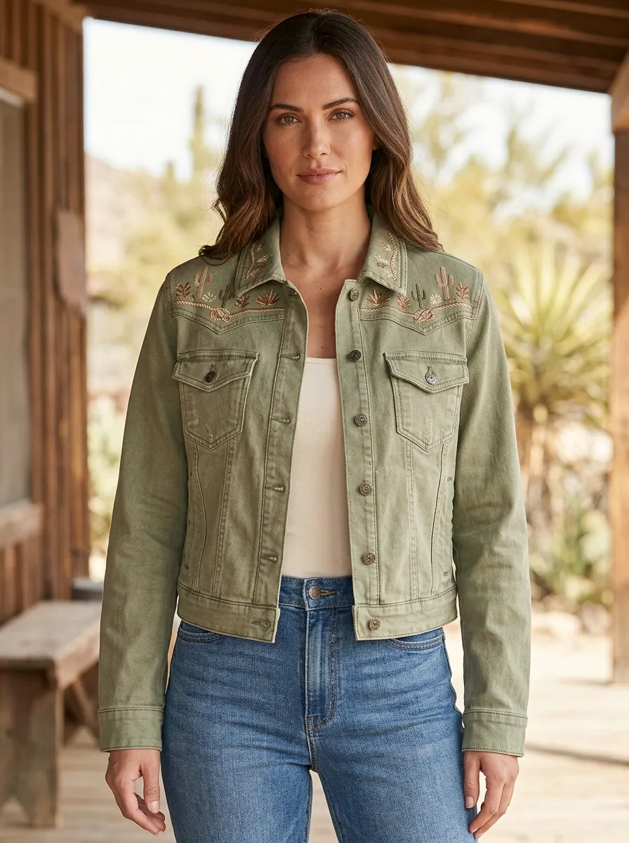 Women's Western Cactus Desert Embroidered Jacket