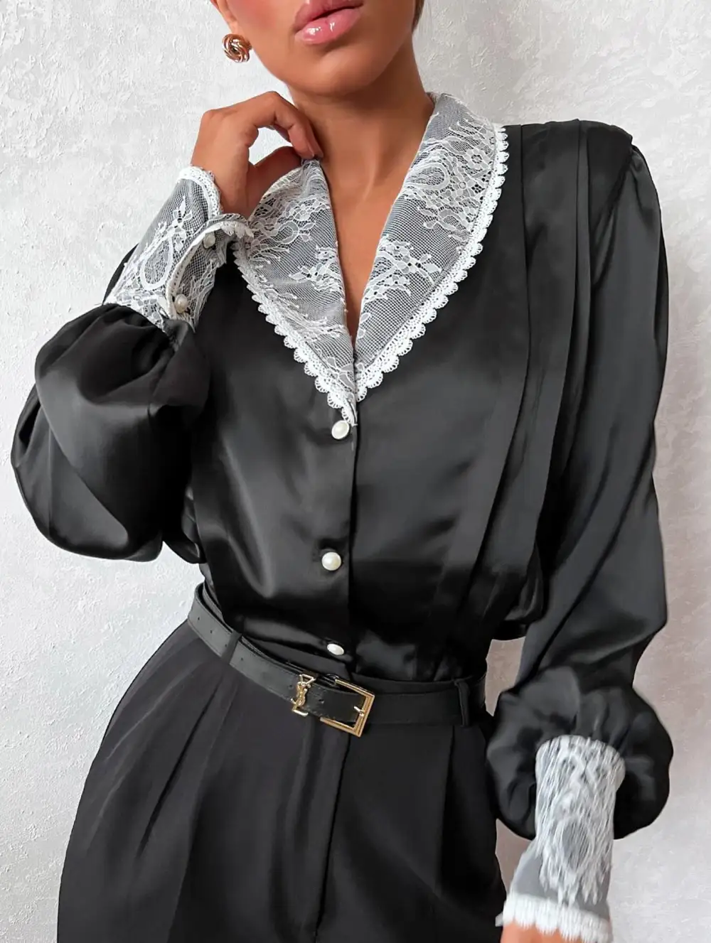 French Cardigan V Neck Shirt