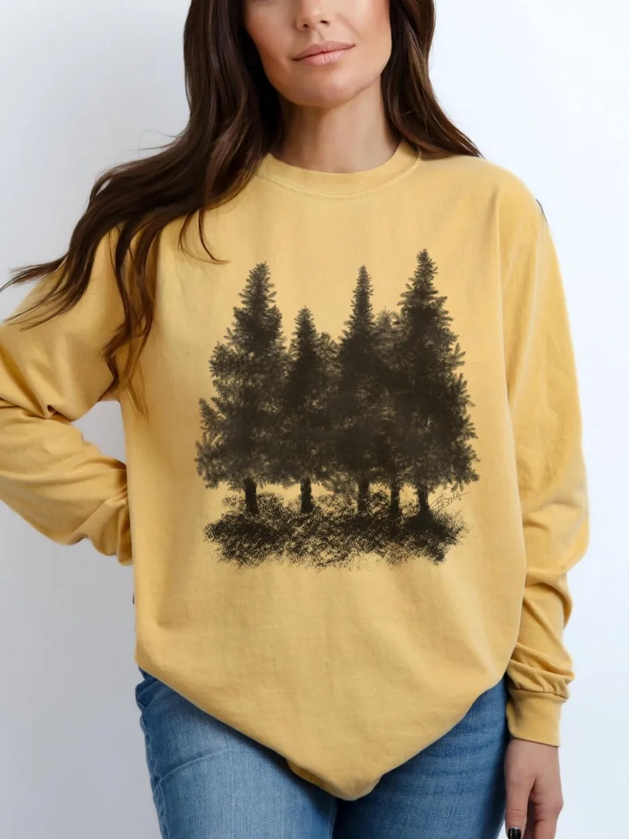Tree Print Round Neck T-Shirt
