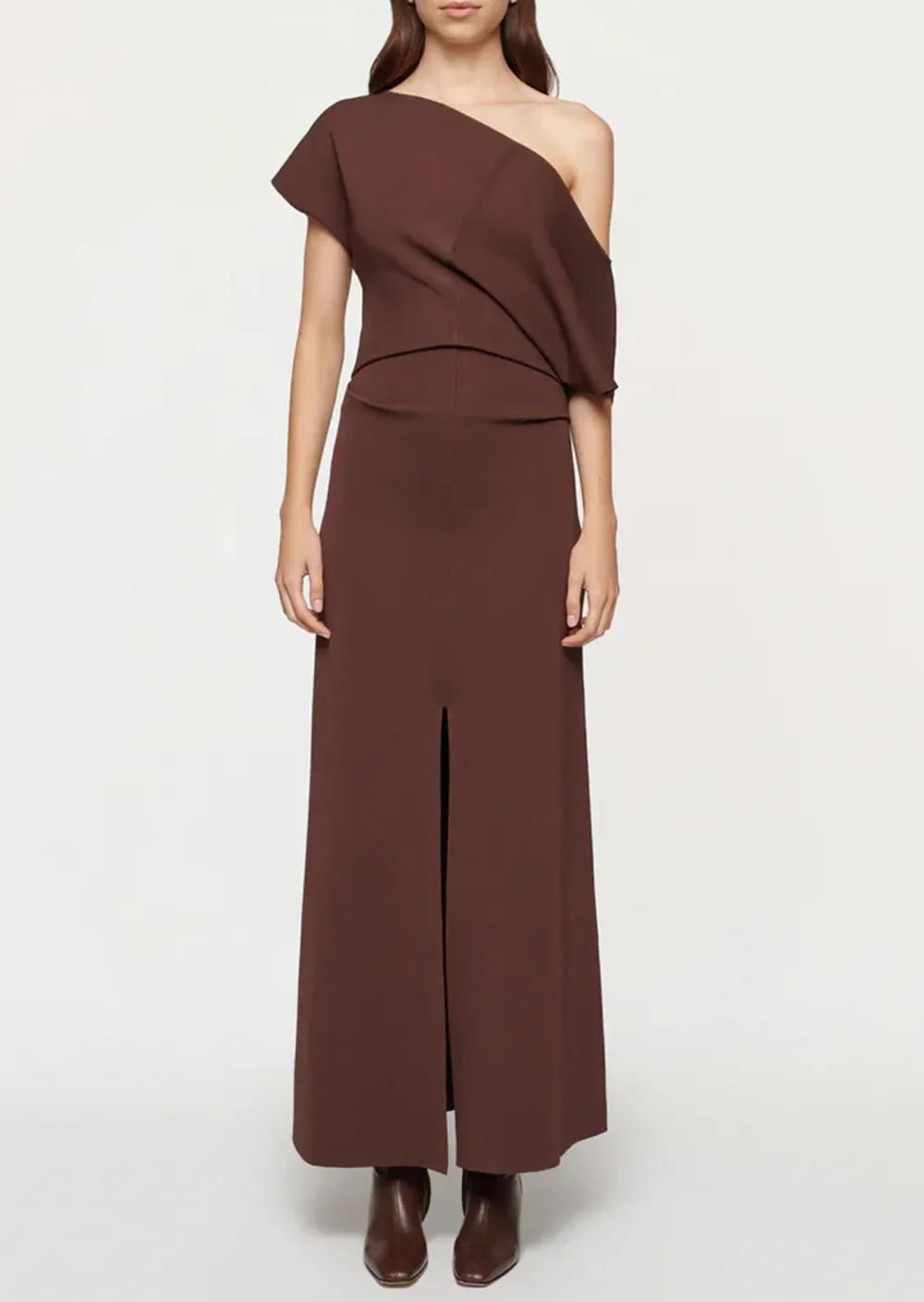 FRONT SLIT ASYM KNIT DRESS