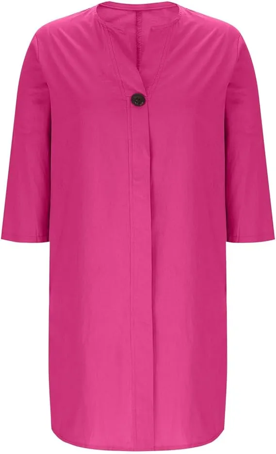 11 PACK Women'S Solid Color Casual Cotton And Linen Dress