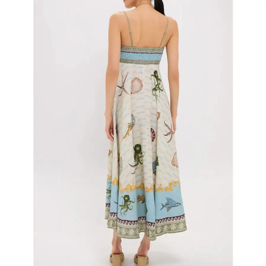 Ocean Spaghetti Strap Midi Dress