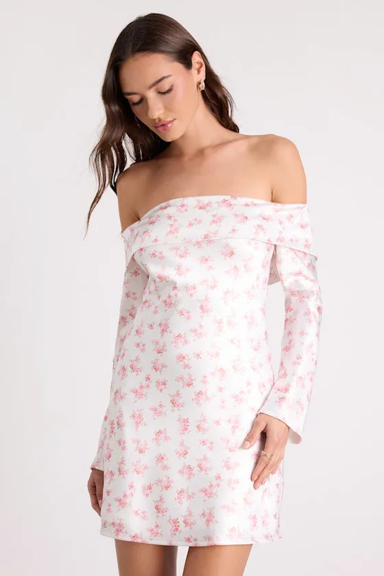 Luxurious Vision Light Yellow Satin Off-the-Shoulder Mini Dress