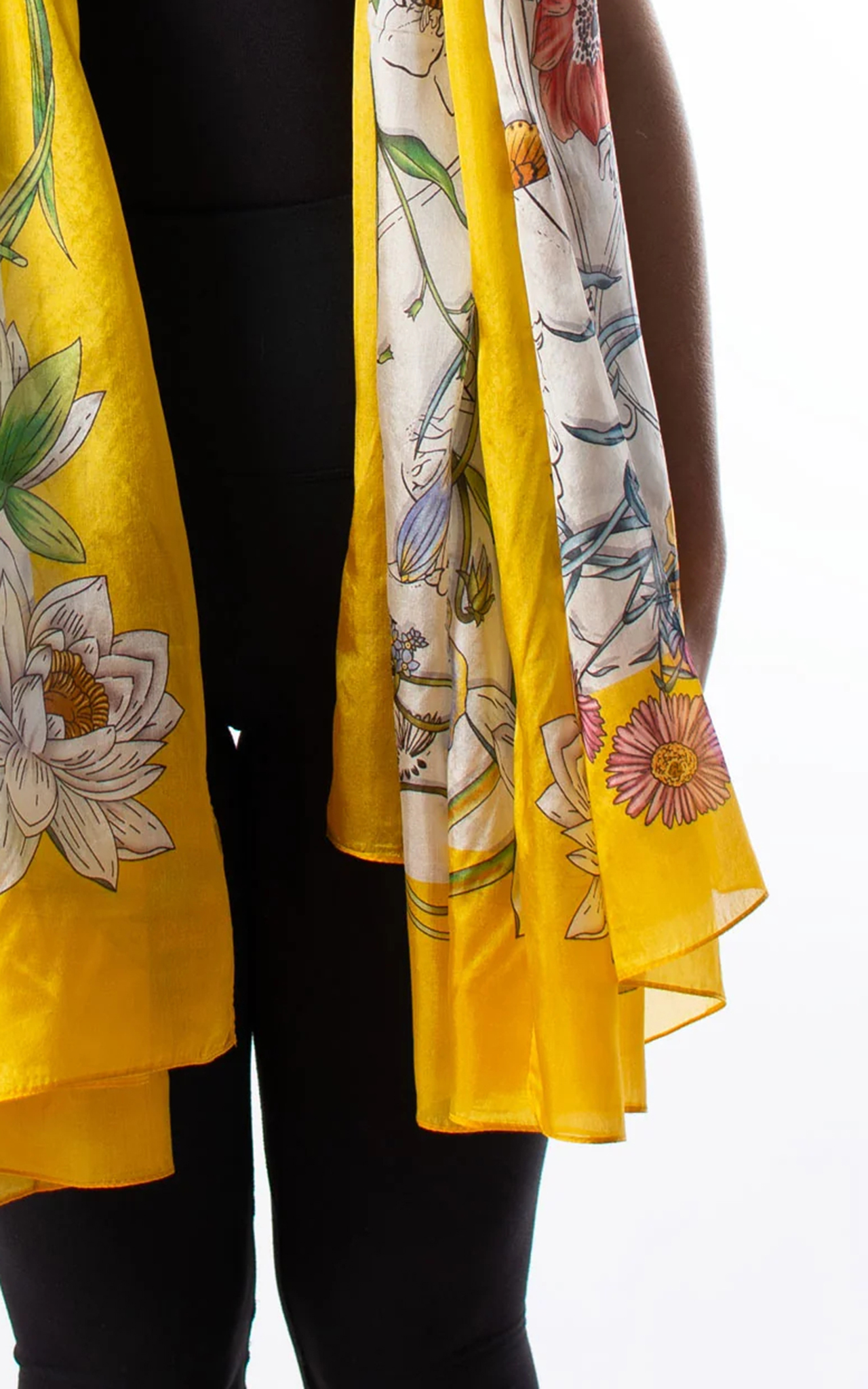 Artistic Pastoral Print Yellow Women's Scarf
