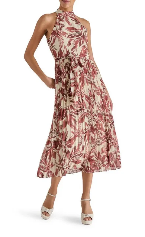 Red Floral Sleeveless Wrap Maxi Dress