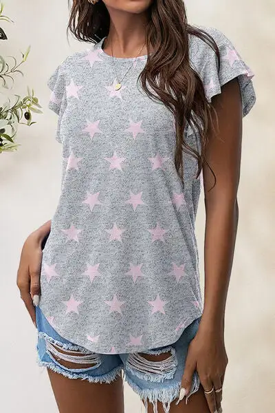 Playful Round-Neck Short-Sleeve Cotton T-Shirt