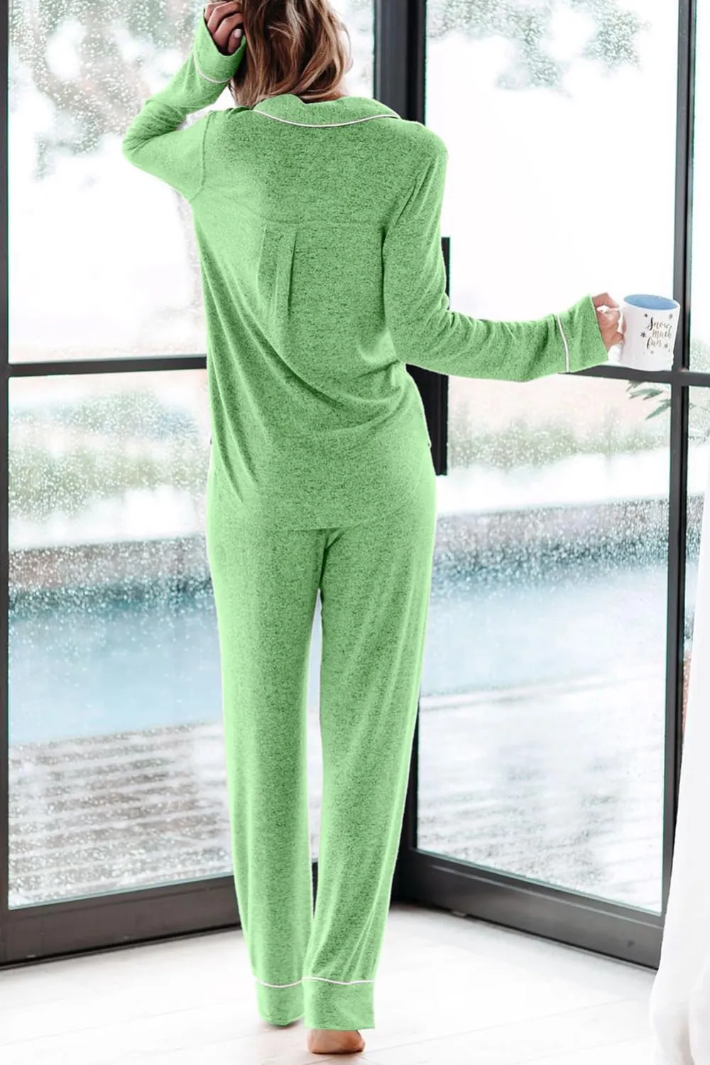 Women's Pajama Sets Long Sleeve Button Down Sleepwear Nightwear Soft Pjs Lounge Sets