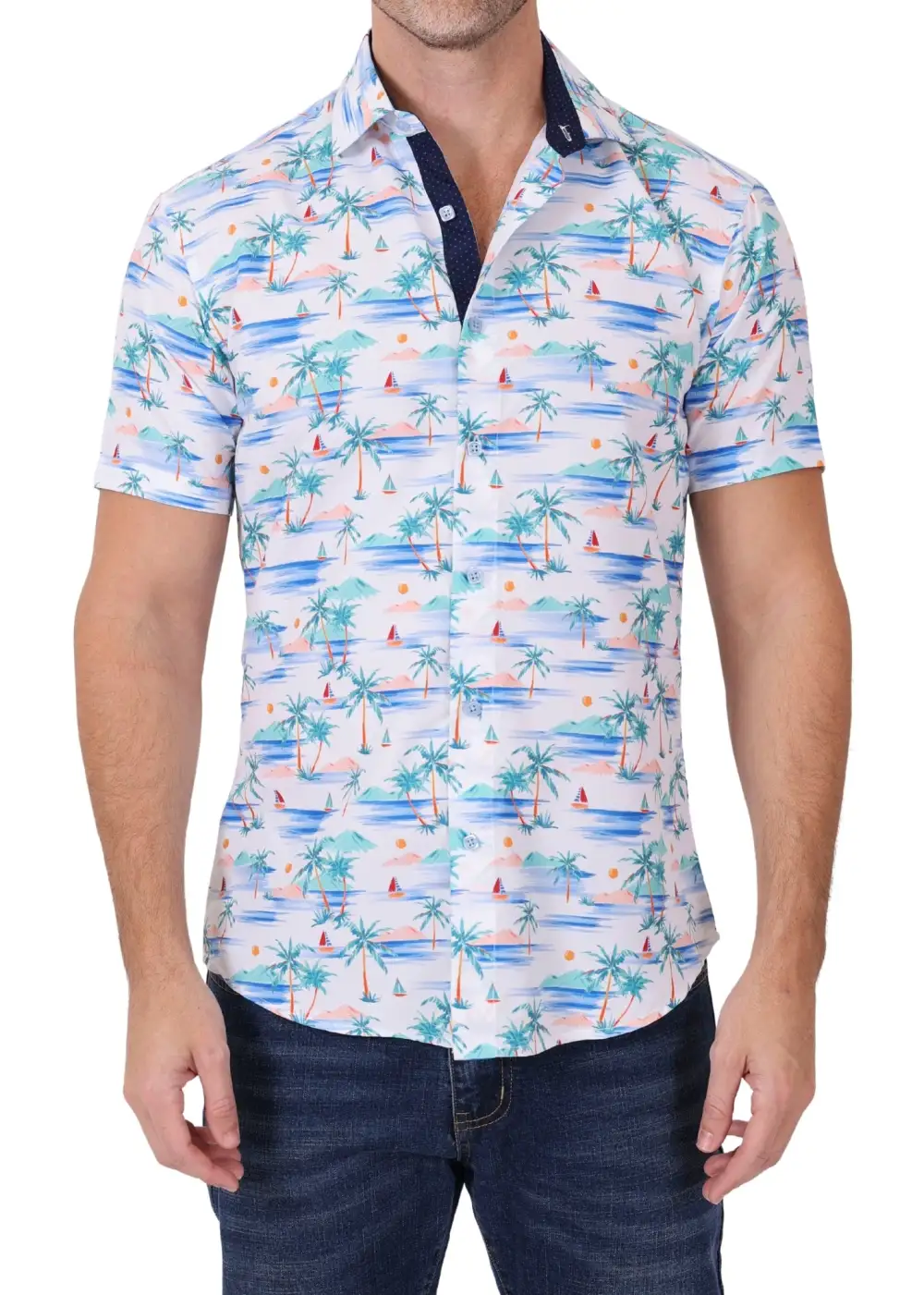 Patterned Short Sleeve Button Shirt