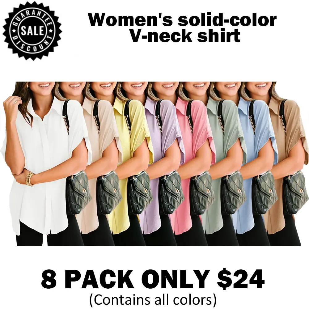 🔥Hot Sale💥Women's solid-color V-neck shirt🔥16 Colors Available