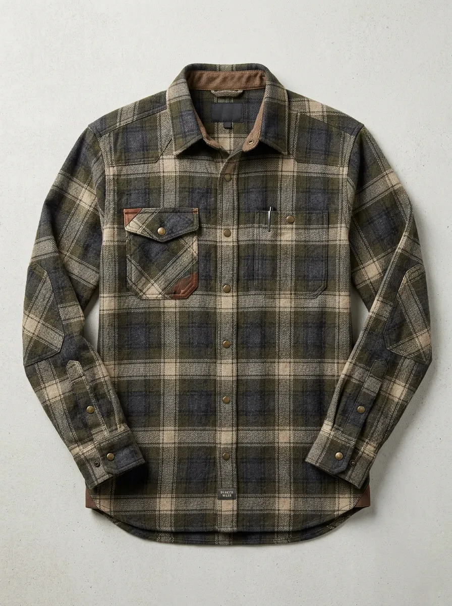 Men's Plaid Patchwork Flannel Shirt