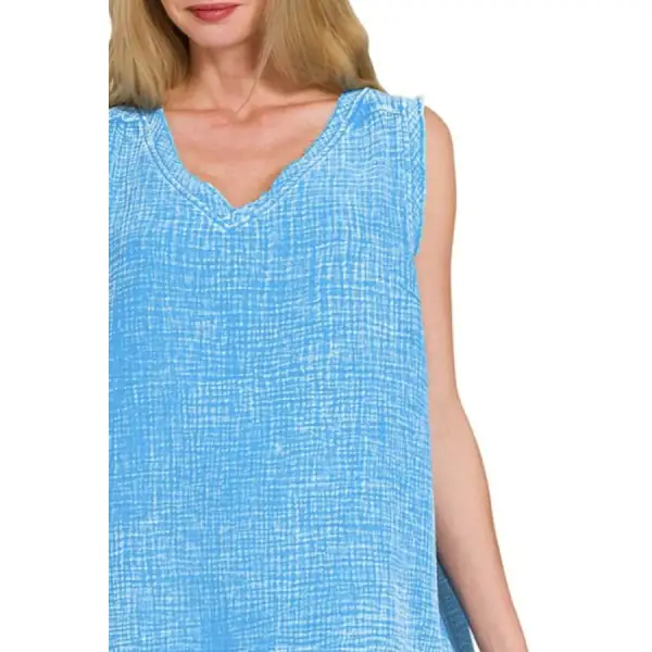 Washed Raw-Edge Tank Top