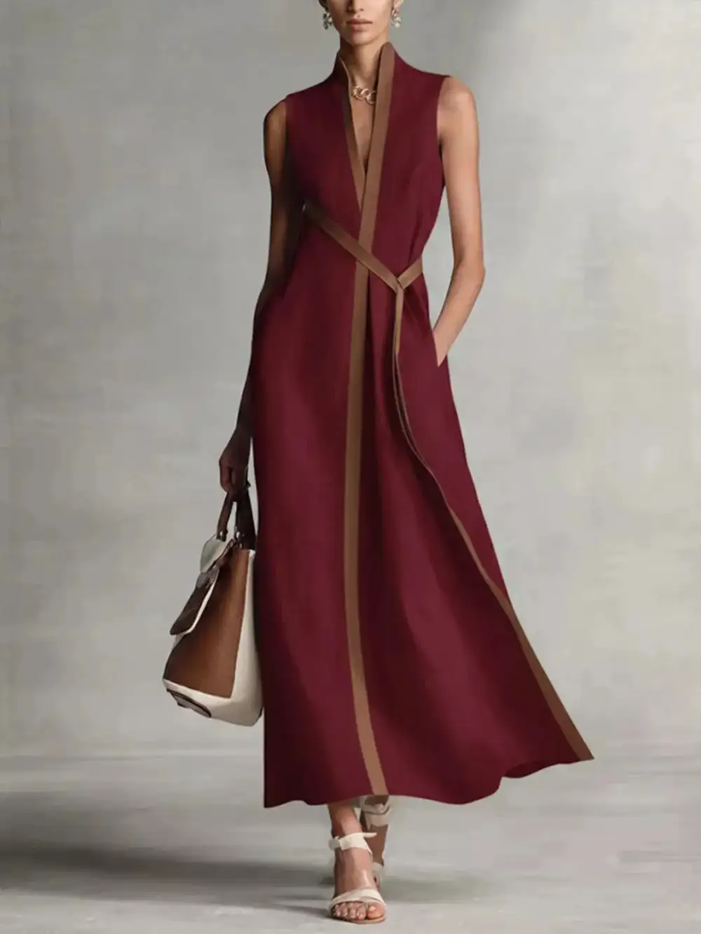 Drape Sleeveless Maxi Dress