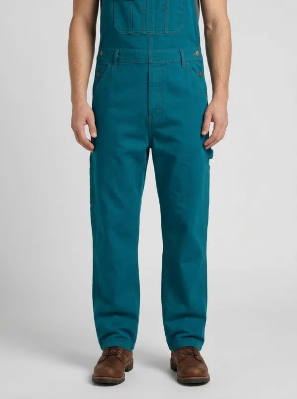 Men's Olive Green Straight-Leg Workwear Bib Overalls