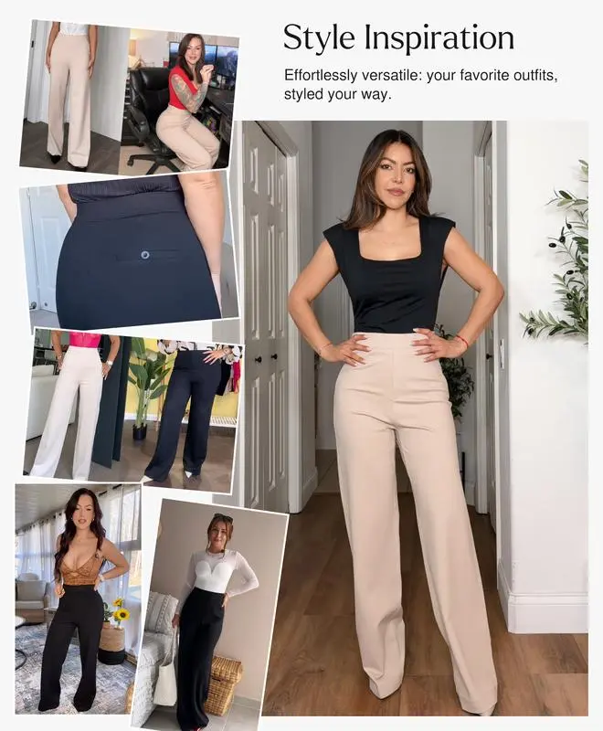 Shapewear Executive High Waisted Wide-Leg Ponte Pants with Tummy Control