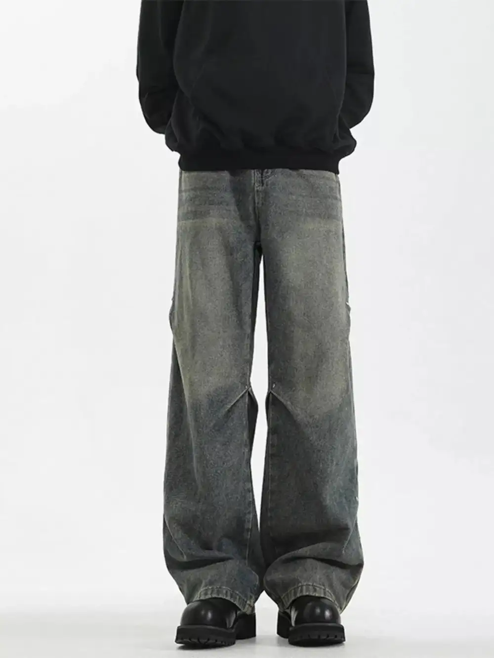 Classic Vintage-Wash Vintage Washed Wide-Leg Denim Jeans