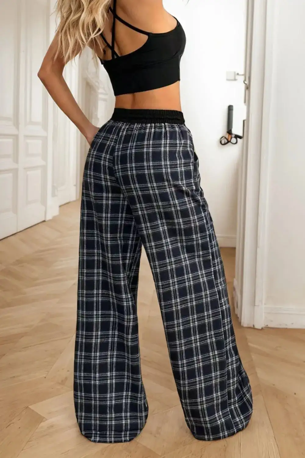 Layered Wide Leg Drawstring Pants