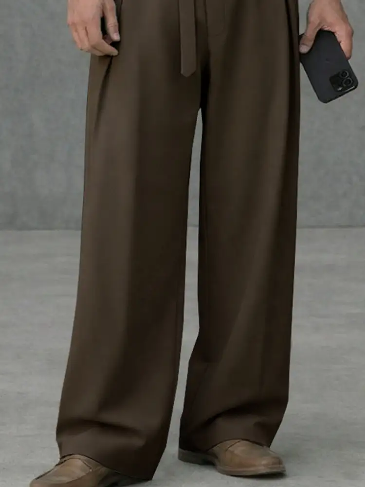 Essential Belted Wide Leg Trousers Pants