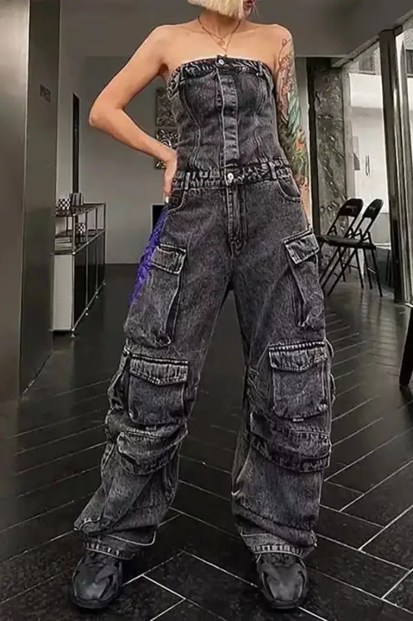 Denim Street-Style Jumpsuit