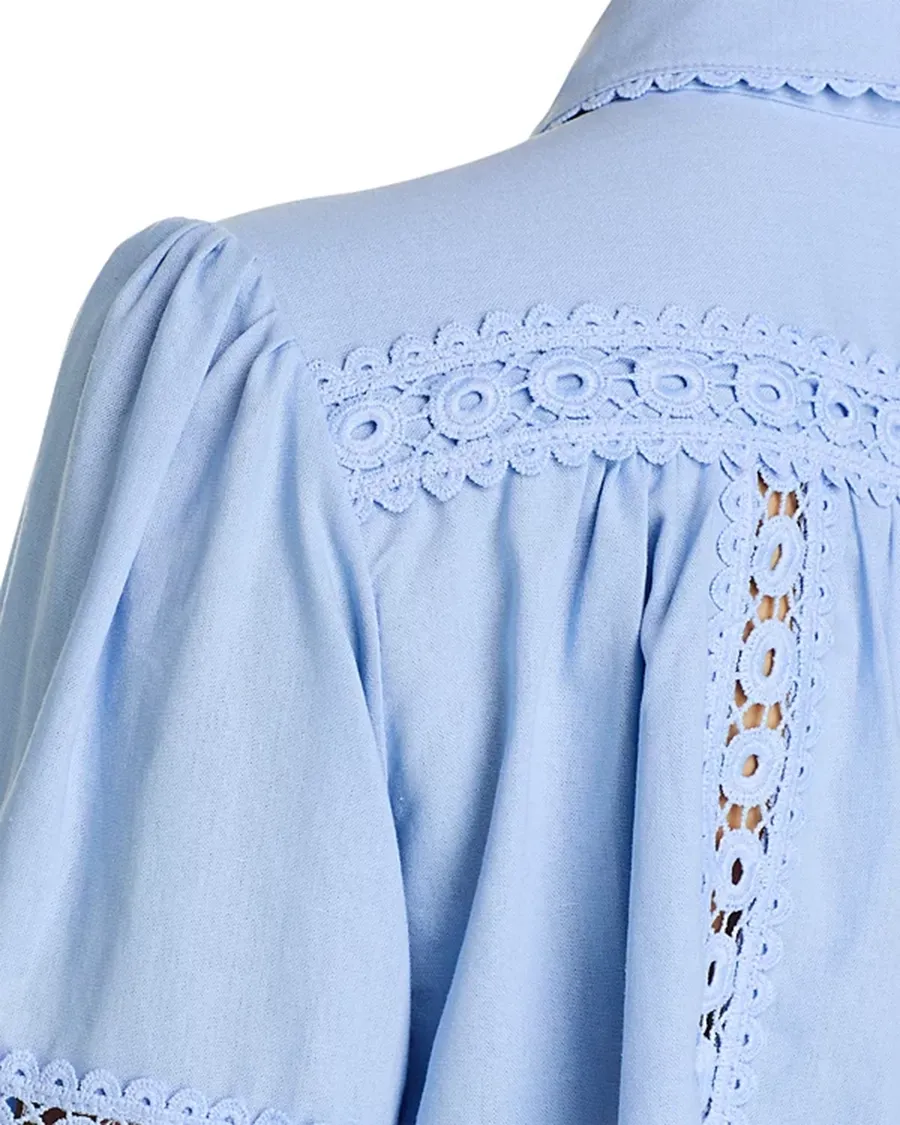 Long Sleeve Lace Button Up Shirt