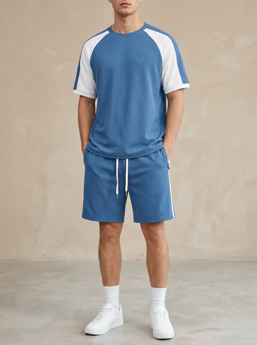 Classic Geometric Pattern Set Men's T-Shirt And Shorts Set