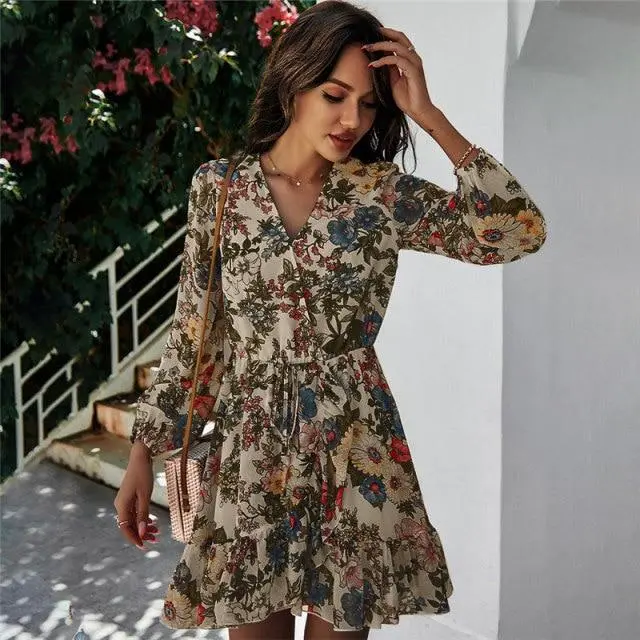 Luludress 2025 Full Sleeve High Waist Floral Dress