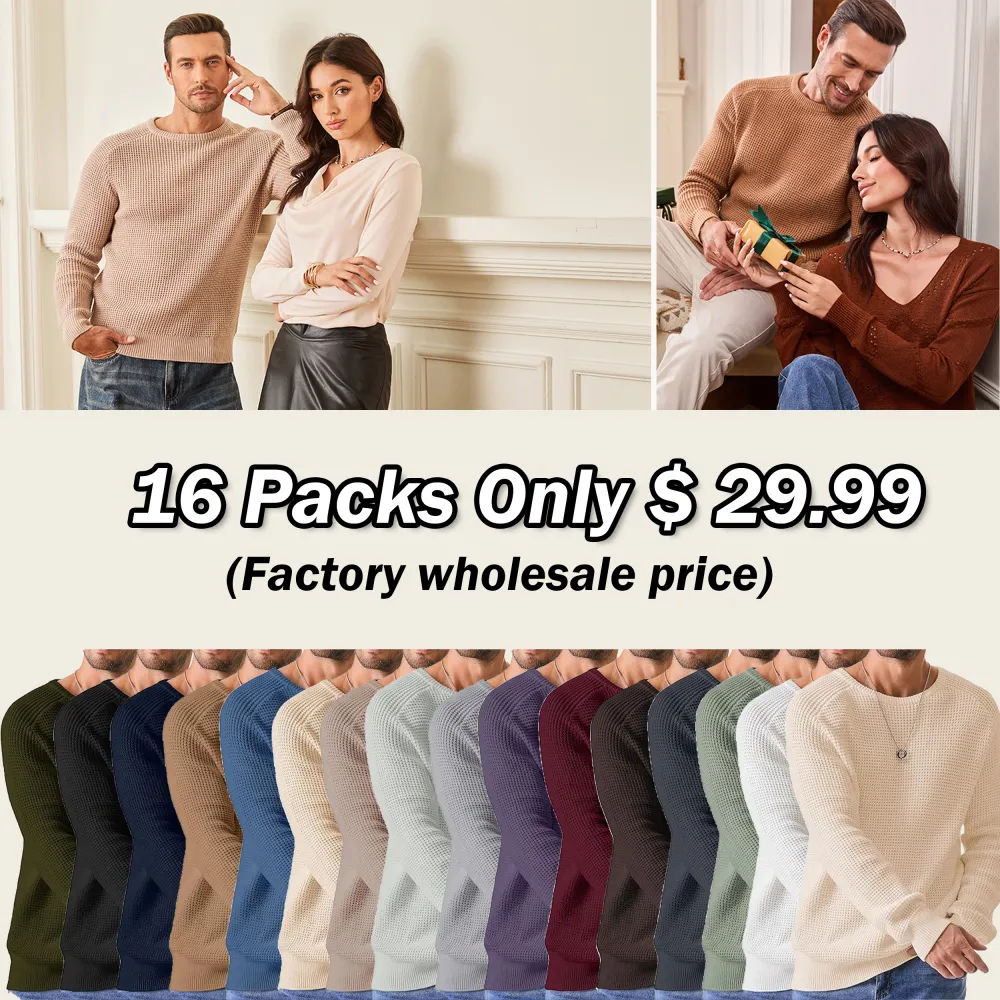 🧶 Men’s Waffle Knit Crewneck Sweater – Effortless Warmth. Everyday Style.