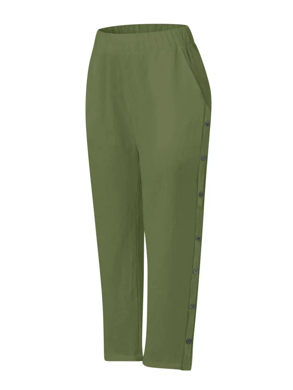 Side Decor Button Casual Wide Leg Pants