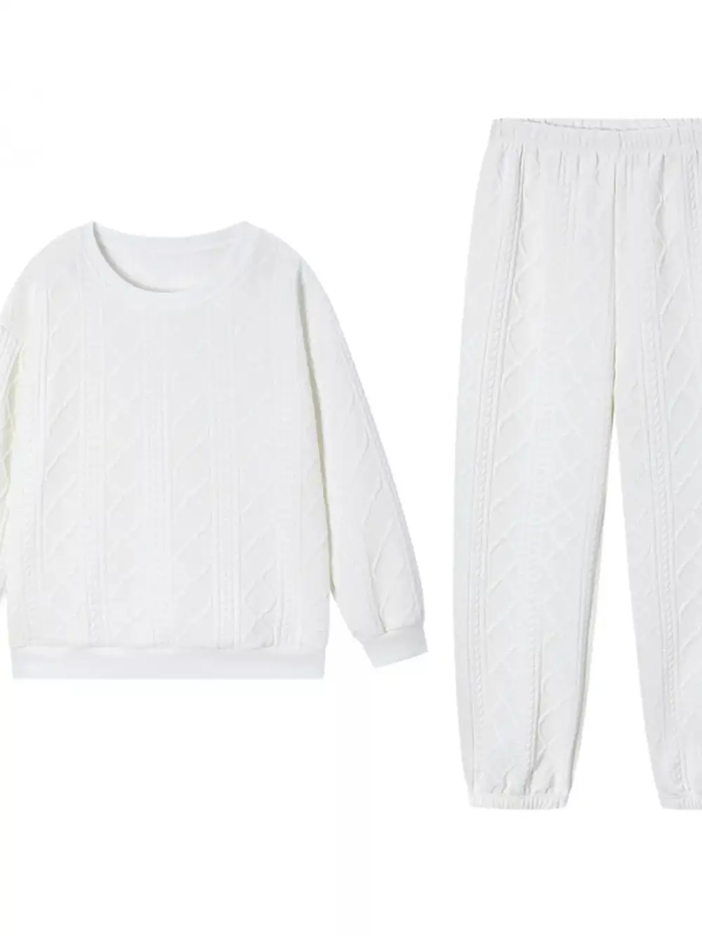 Texture Round Neck Top and Pants Set