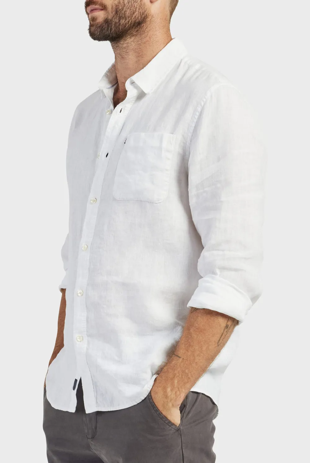 Lightweight Linen Button Down Long Sleeve Shirt