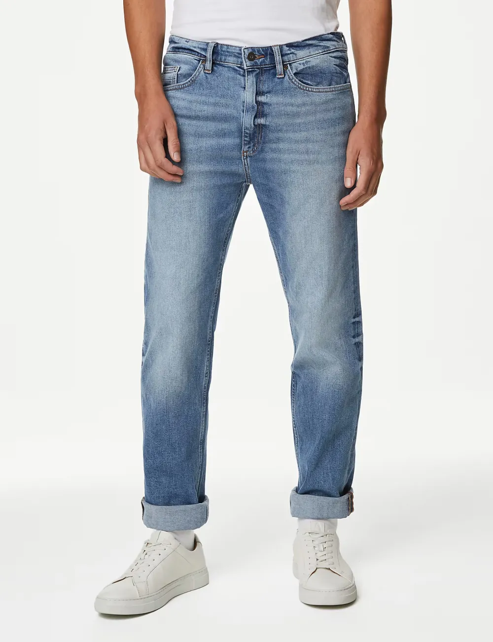 Men's Blue Loose Fit Stretch Denim Jeans