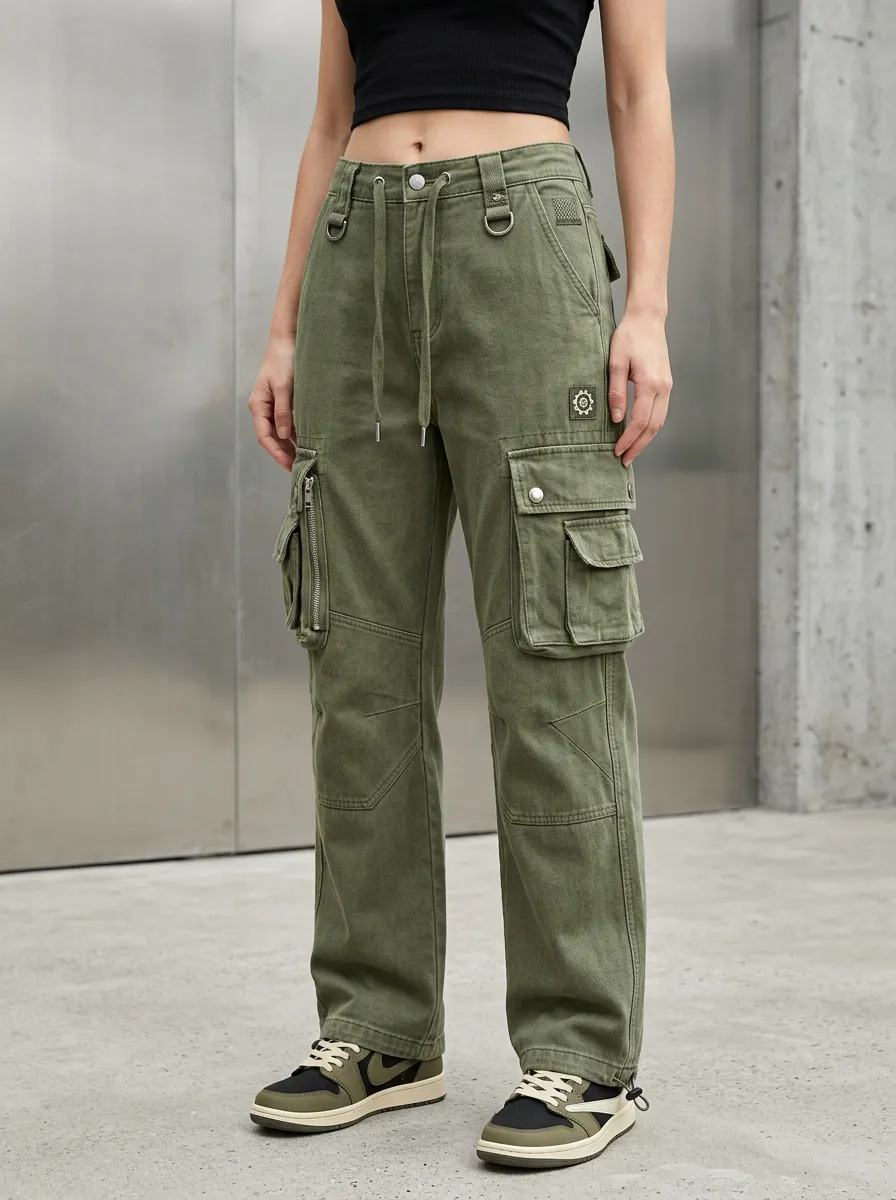 Core Utility Style Street Style Women's Multi Pocket Cargo Pants