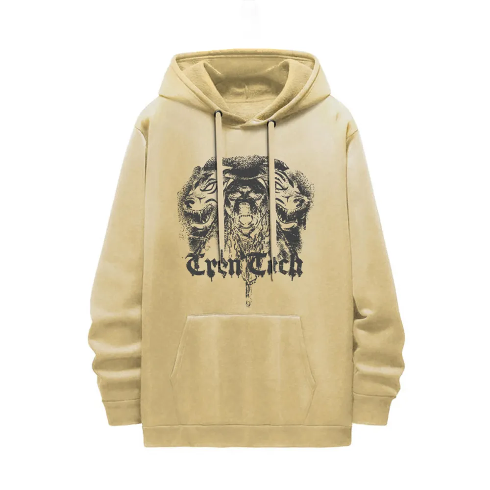 Fierce Bulldog Print Hooded Sweatshirt