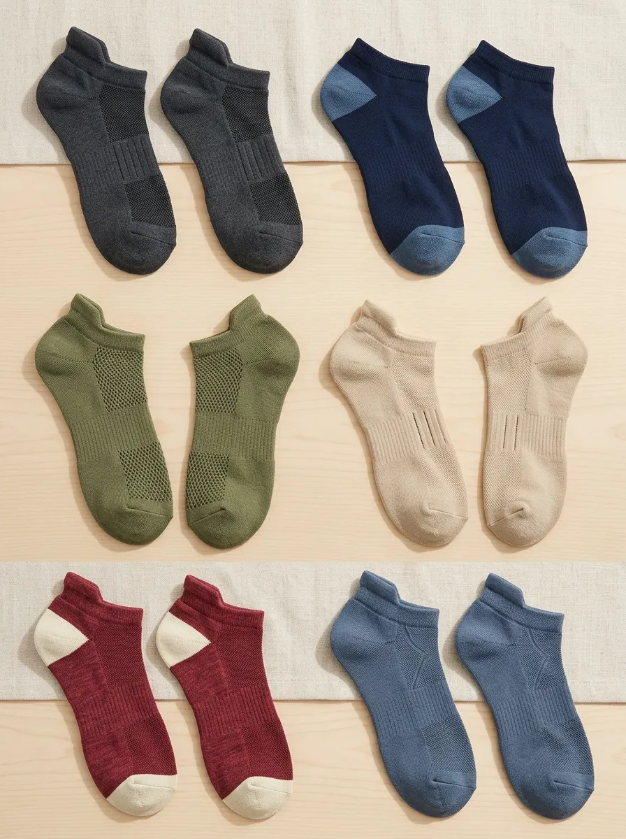 Men's Athletic Performance Multi-Color Ankle Socks 6-Pack
