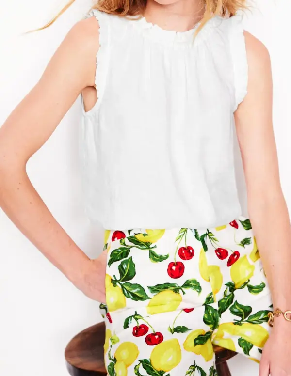 Casual Sophie Ruffle Linen Top