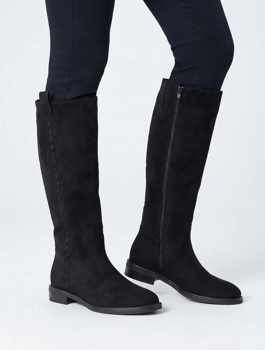 Easy Wear Block Heel Faux Suede Knee High Boots