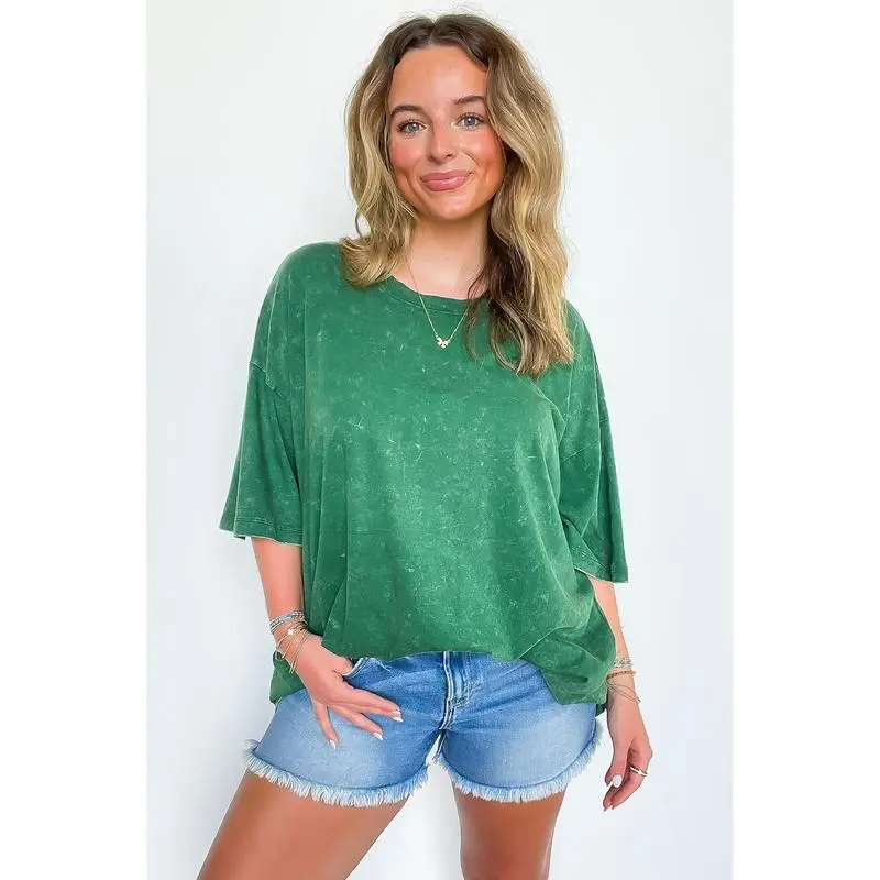 6PACK-Mineral Wash Oversized Top - BACK IN STOCK