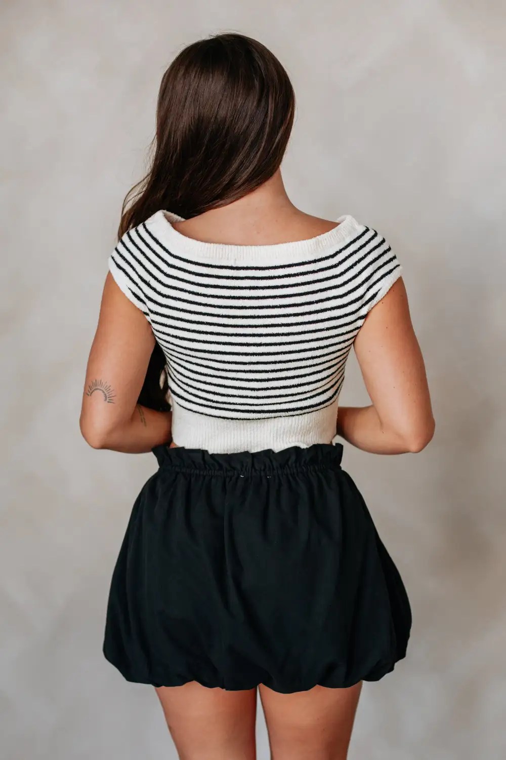 Faux Leather Cotton Bubble Hem Mini Skirt