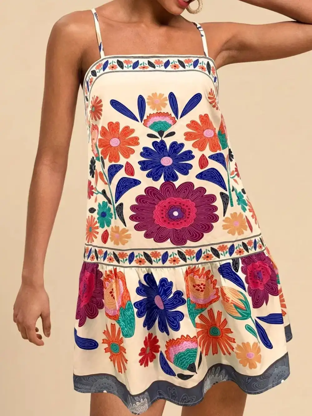 Floral Printed Sleeveless Mini Dress
