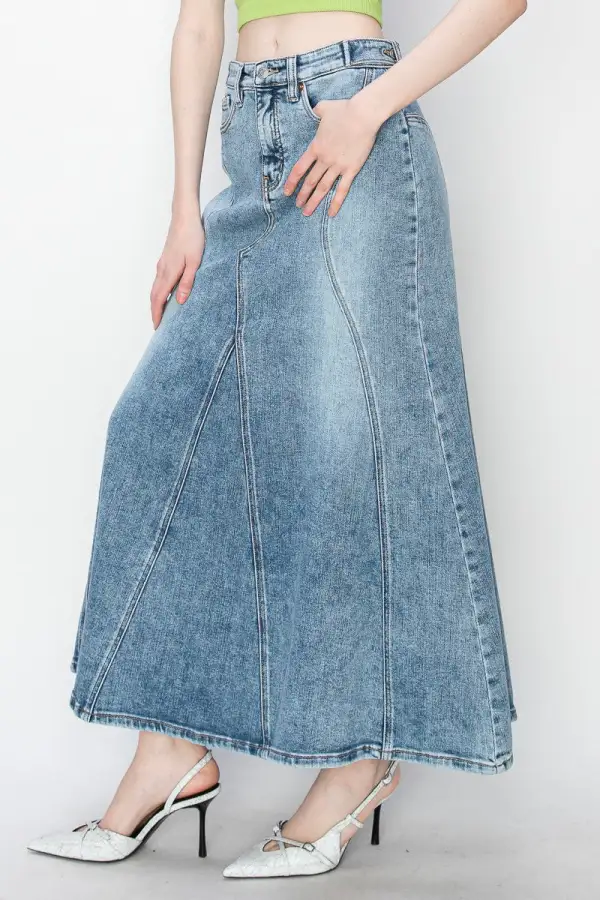 Everyday Cropped Stretch Denim Maxi Skirt