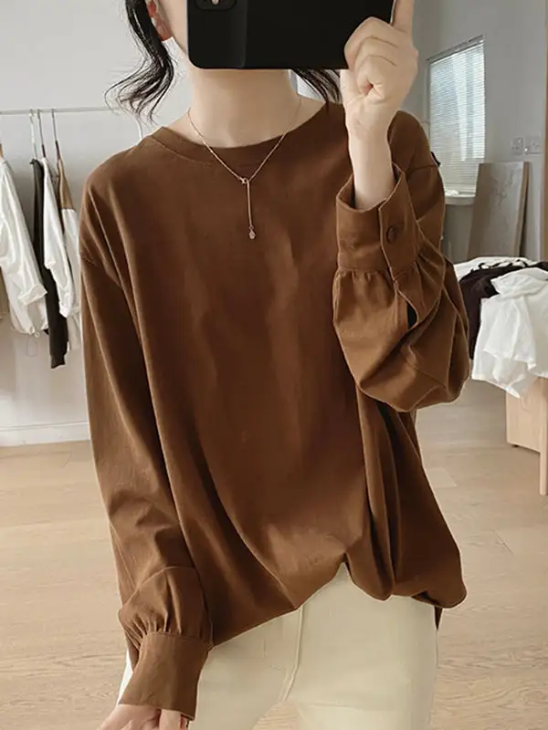 Long Sleeve Relaxed Round Neck Everyday Essential T-Shirt