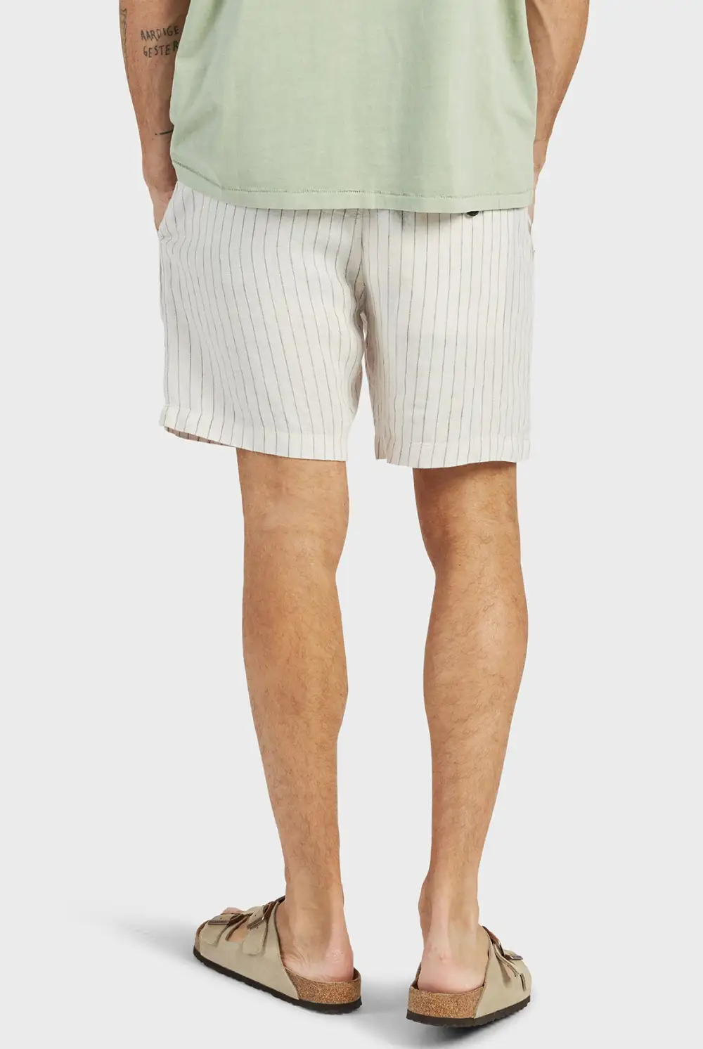 Green Striped Cotton Shorts