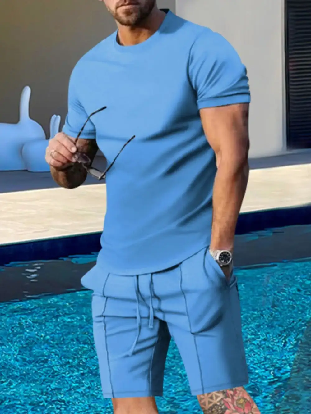 Easywear Round Neck Short Sleeve Top and Shorts Set