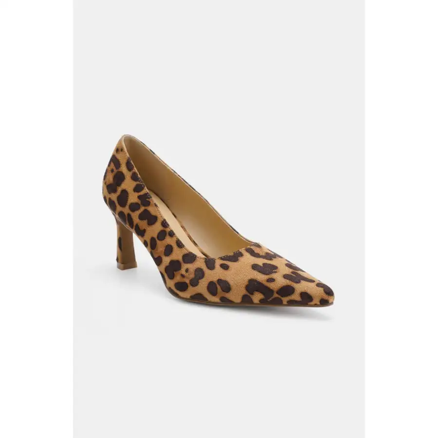 Faux Suede Leopard Point Toe Pumps