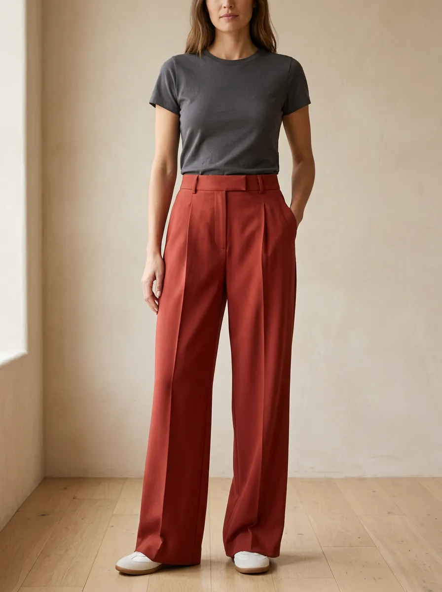 Polished Wide-Leg Pleated Women's Wide-Leg Pants